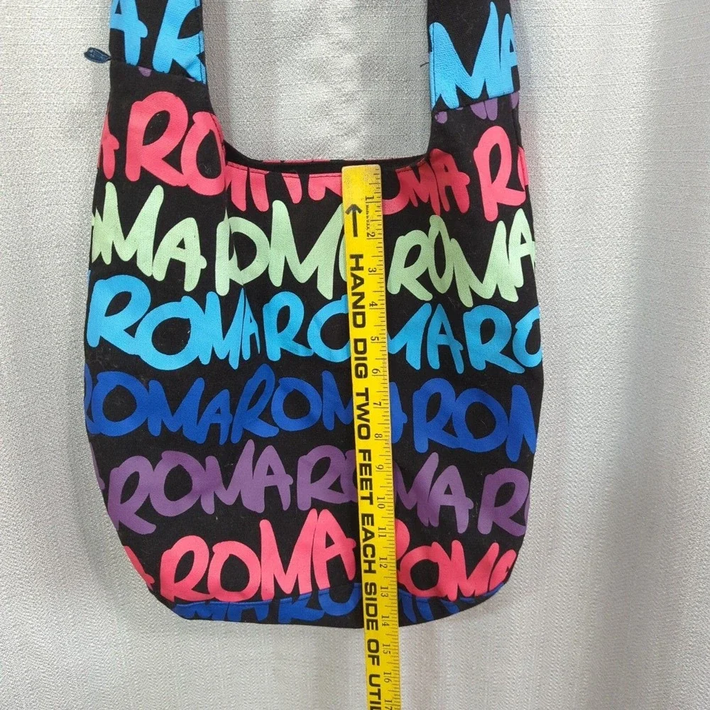 Robin Ruth City Bag Roma Rome Canvas Hobo Tote Bag Black Rainbow‎